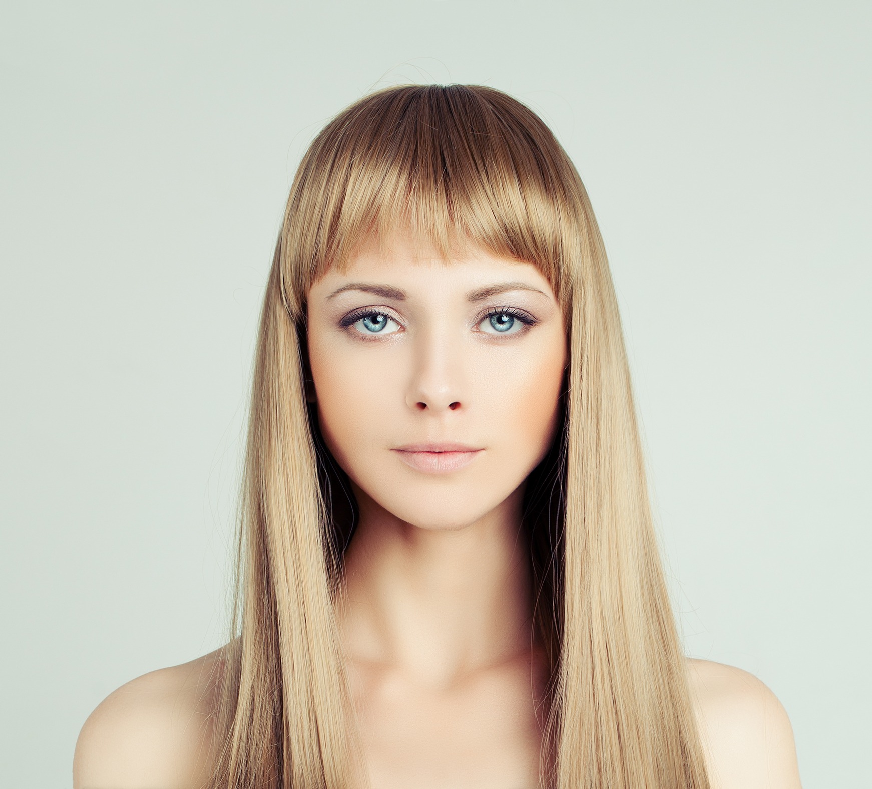 Young blonde woman fashion model with healthy hair, portrait